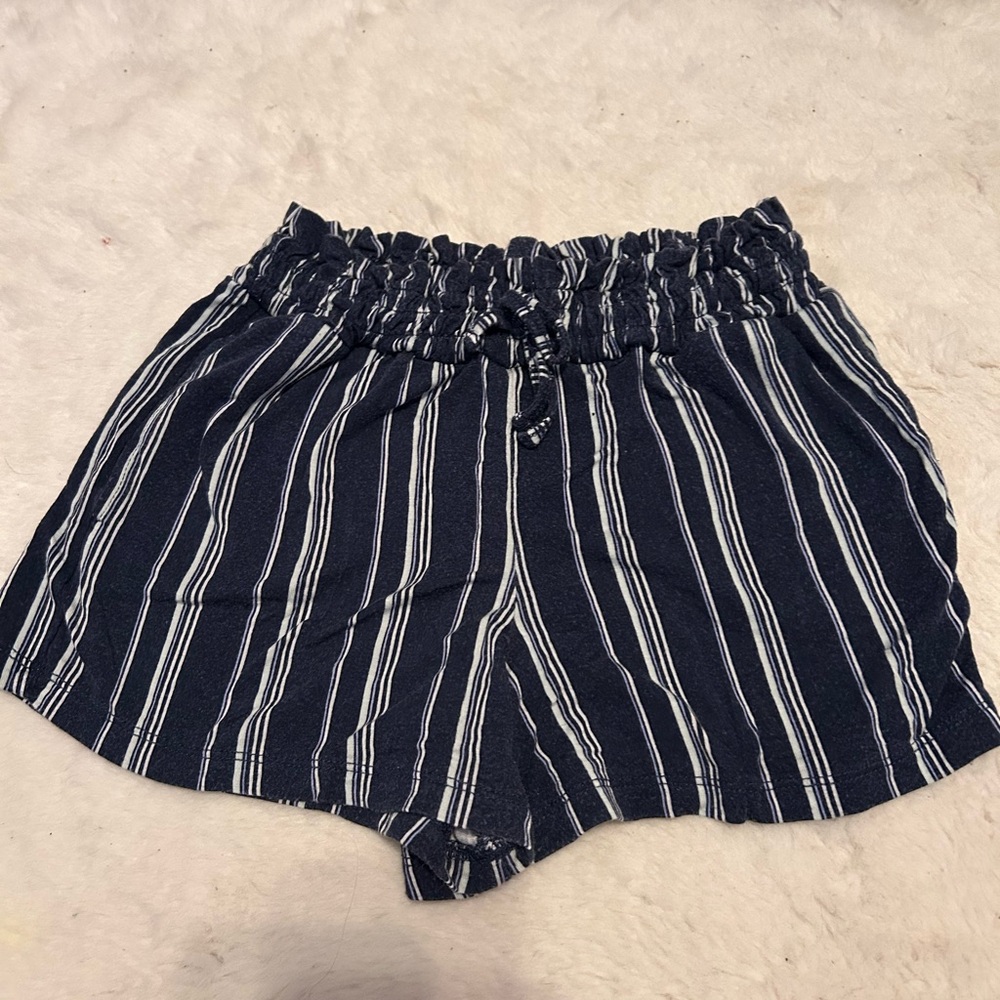 Blue and White High Waist Striped Summer Shorts